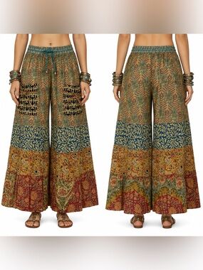 Hippie Forever Handmade Patchwork Palazzo Pants Womens SZ OS Enchanted Fairycore